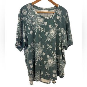 Women’s Jane Delancey Boho Tunic Top Green And White Size 3X